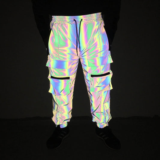 Reflective Rave Geometric Colorful Hip Hop Cargo Pants