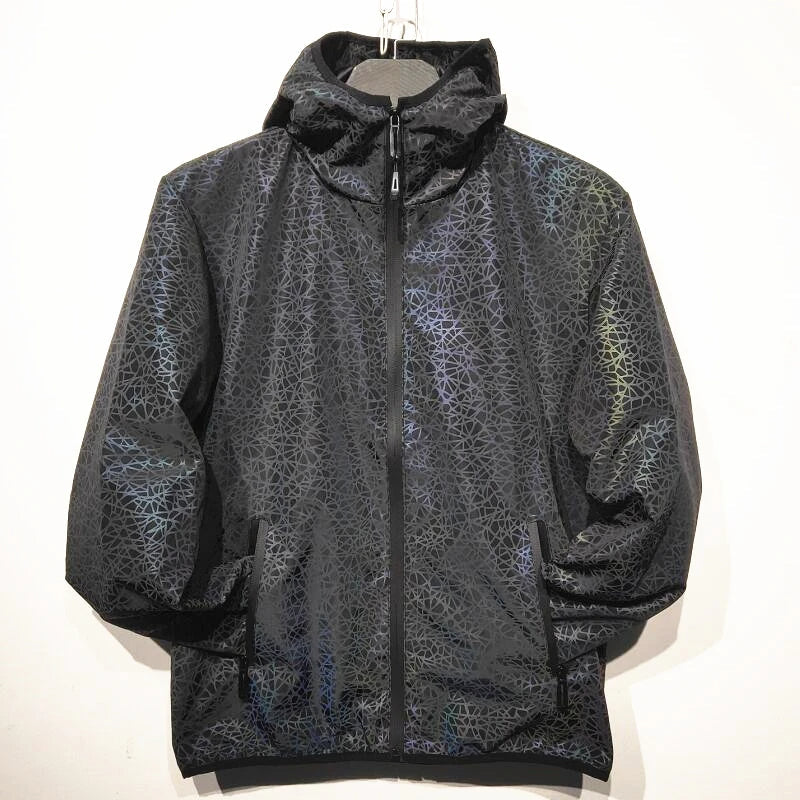 Reflective Jackets Men Hooded Autumn Spring Harajuku Reflect Light