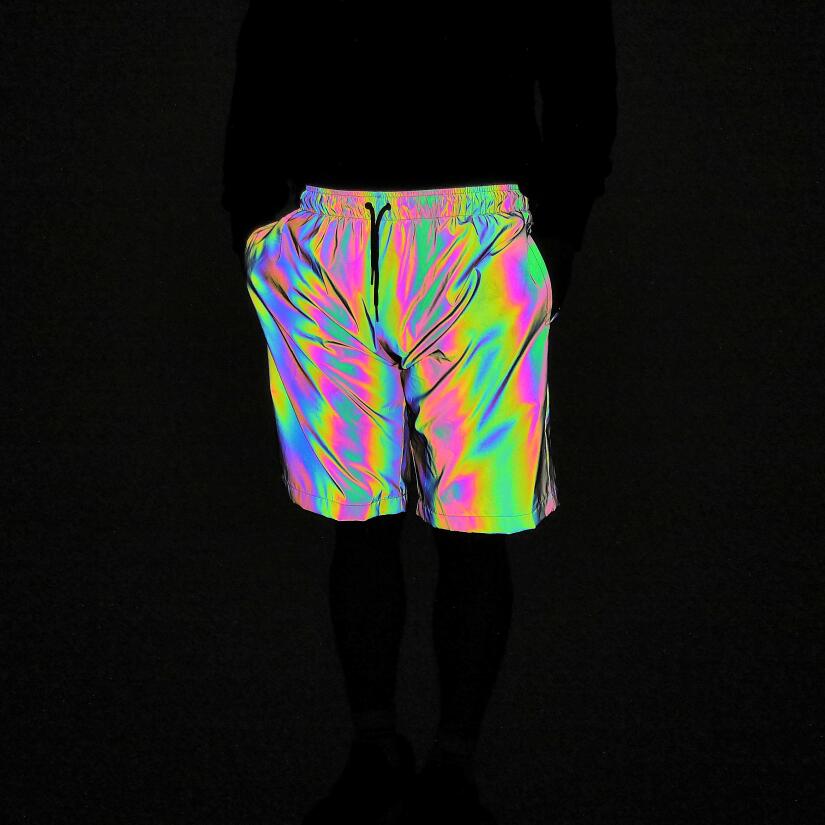 Rainbow Color Reflective Hip Hop Shorts
