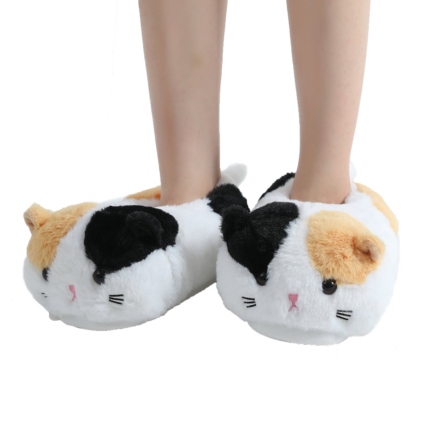 Unisex New Cotton Slippers Cute Cat Face Fluffy Fur Slippers