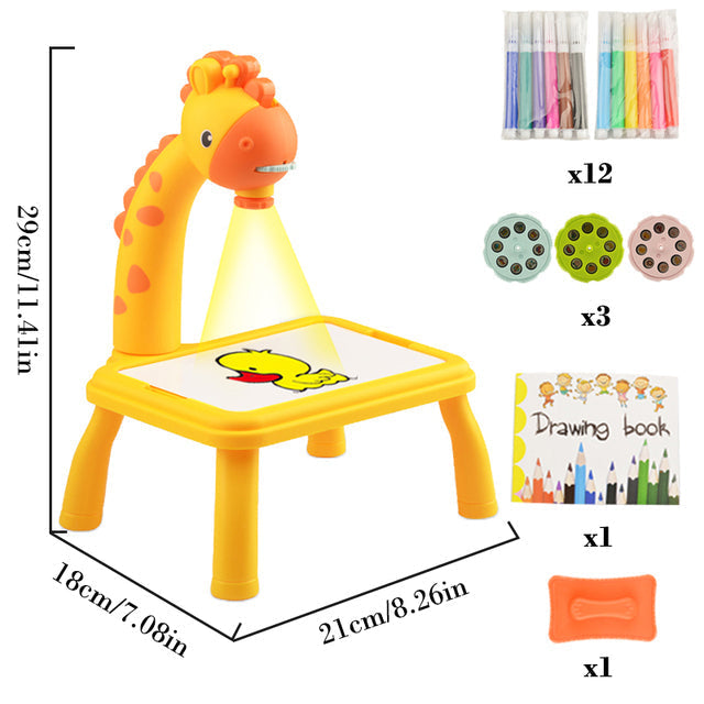Kids Painting Board Toys Children Led Projector Art Painting Table Desk Arts Toy Educational Learning