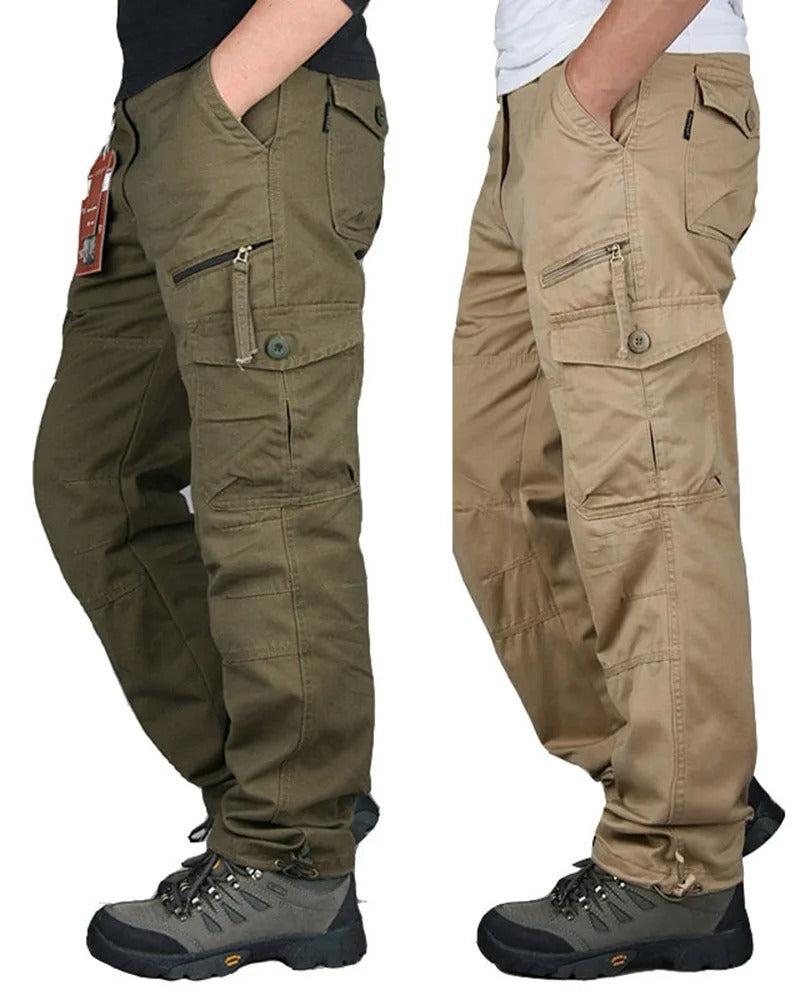 Cargo Pants Spring Summer Work Straight Pants Multi-pocket Cotton Loose Trousers