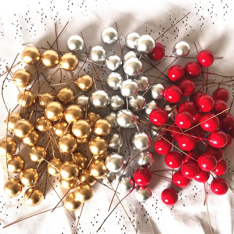 1000/50x Mini Artificial Berries Red Fake Berry Cherry Stamen For Christmas