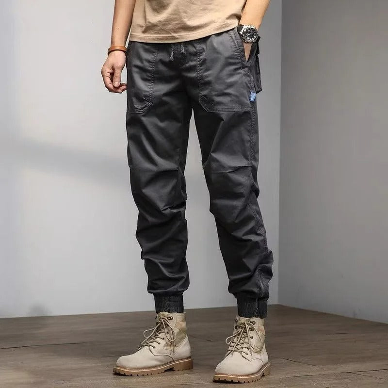 Classic Cotton Solid Color Pocket Cargo Pants
