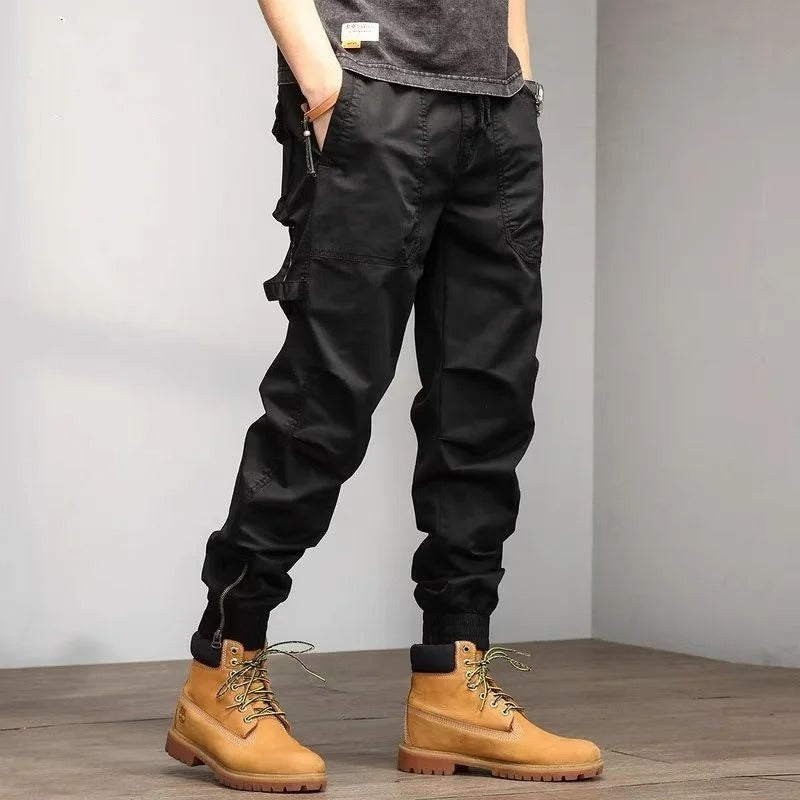 Classic Cotton Solid Color Pocket Cargo Pants