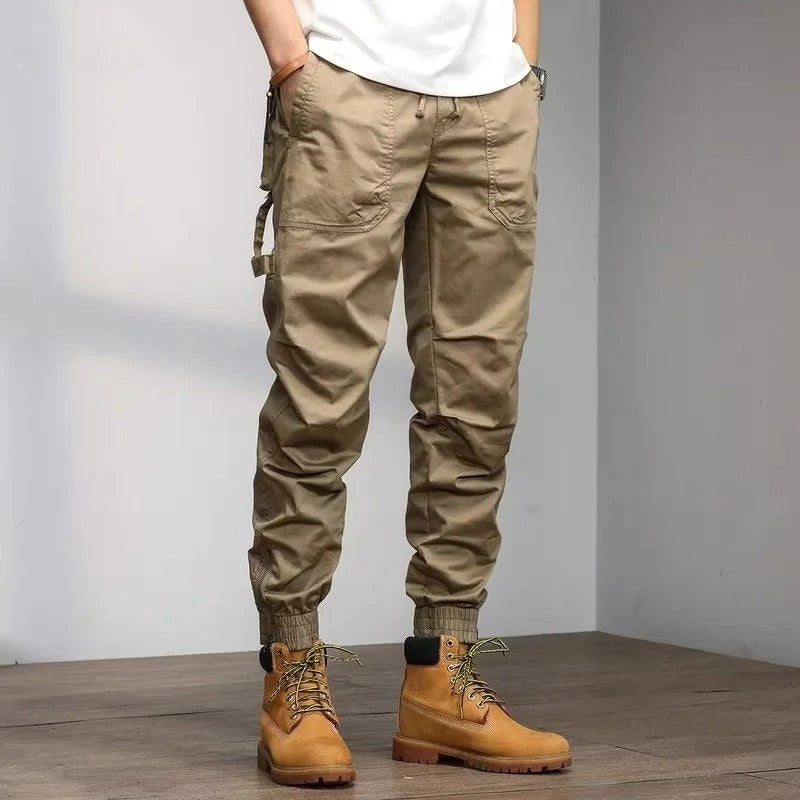 Classic Cotton Solid Color Pocket Cargo Pants