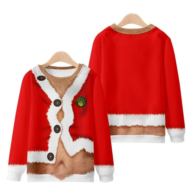 Funny Ugly Christmas 3d Printed Pullover Loose Round Neck Long Sleeves Tops Sweatshirts