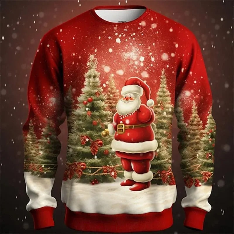 Funny Ugly Christmas 3d Printed Pullover Loose Round Neck Long Sleeves Tops Sweatshirts